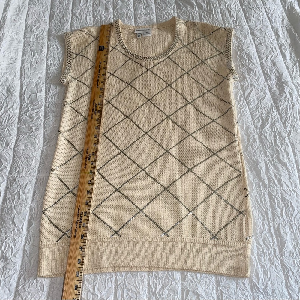 St John Embellished Round Neck Sequin Neckline Knit Tunic Top‎ Size Large - Picture 9 of 16